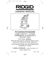 Ridgid RV2600B Owners Manual