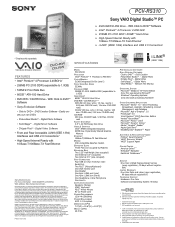 Sony PCV-RS310 Marketing Specifications