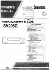 Symphonic SV206G Owner's Manual