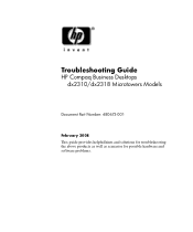 Compaq dx2310 Troubleshooting Guide: HP Compaq Business Desktops dx2310/dx2318 Microtowers Models