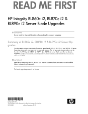 HP Integrity BL890c Read Me First: HP Integrity BL860c i2, BL870c i2, & BL890c i2 Server Blade Upgrades