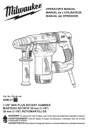 Milwaukee Tool 1-1/8inch SDS Plus Rotary Hammer Kit Operators Manual