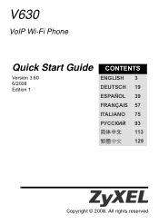 ZyXEL V630 Quick Start Guide