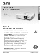 Epson PowerLite X39 Product Specifications