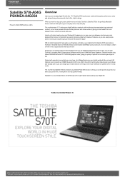 Toshiba Satellite S70 PSKNEA Detailed Specs for Satellite S70 PSKNEA-04G034 AU/NZ; English
