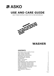 Asko W6021 User manual General Use & Care Guide EN