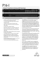 Behringer POWERPLAY 16 P16-I Specifications Sheet