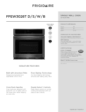 Frigidaire FFEW3026TB Product Specifications Sheet