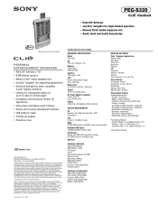 Sony PEG-S320 Marketing Specifications