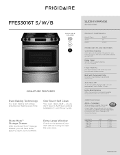 Frigidaire FFES3016TW Product Specifications Sheet