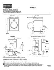 Maytag MGD8000AW Dimension Guide