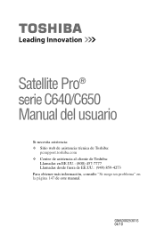 Toshiba Satellite Pro C650-SP4166M User's Guide for Satellite Pro C640/C650 Series, Spanish (Español)