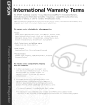 Epson PowerLite 8000i Warranty Statement - International