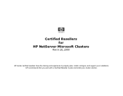 HP Tc4100 Certified Resellers for HP Netserver Cluster Installation