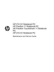 HP Pavilion 11-e100 210 G1 Notebook PC Pavilion 11 Notebook PC Pavilion TouchSmart 11 Notebook PC 215 G1 Notebook PC Maintenance and Service Guide