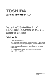 Toshiba S55t-C5164-4k Satellite/Satellite Pro L40/L50/L70/S50-C Series Windows 10 Users Guide