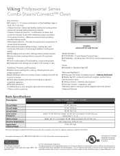 Viking VCSO210SS Two-Page Specifications Sheet