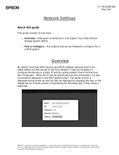 Epson TrueOrder KDS Epson TrueOrder KDS Network Settings - Quick User Manual