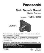 Panasonic DMC-LX10K Basic Operating Manual