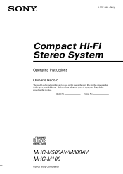Sony MHC-M100 Operating Instructions  (primary manual)
