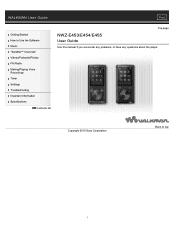 Sony NWZ-E453 Users Guide