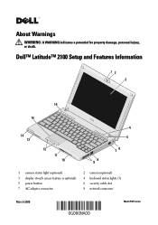 Dell Latitude 2100 Setup and Features Information Tech Sheet