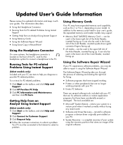 HP A524x HP Pavilion Desktop PCs - Updated Users Guide Information - Addendum