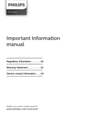 Philips 276E8VJSB Important Information Manual