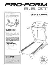 ProForm 8.5 Zt Treadmill English Manual
