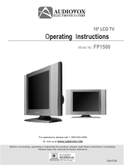 Audiovox FP1500 Operating Instructions