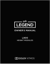 Polk Audio Legend L900 Pair Owner Manual