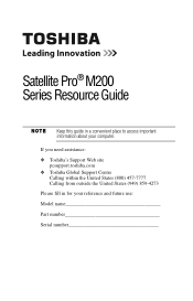 Toshiba Satellite Pro M205 User Guide