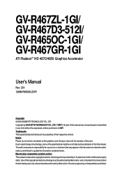 Gigabyte GV-R467GR-1GI Manual