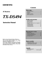 Onkyo TX-DS494 Owner Manual