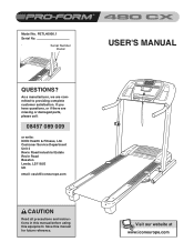 ProForm 480 Cx Treadmill Uk Manual