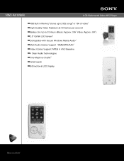 Sony NWZ-A816 Marketing Specifications (WHITE)