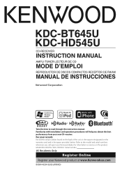 Kenwood KDC-BT645U User Manual