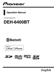 Pioneer DEH-6400BT Operation Manual