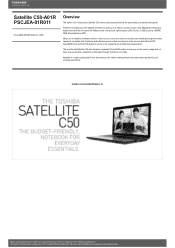 Toshiba Satellite C50 PSCJEA Detailed Specs for Satellite C50 PSCJEA-01R011 AU/NZ; English