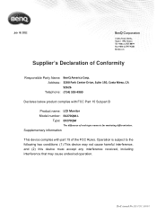 BenQ EX270QM FCC SDoC Supplier s Declaration of Conformity-L
