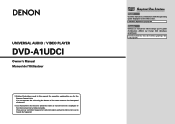 Denon DVD-A1UDCI Owners Manual - English