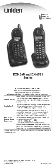 Uniden DXI4561-2 English Owners Manual