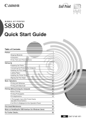 Canon S830D S830D Quick Start Guide