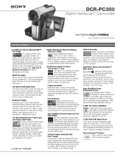 Sony DCR-PC350 Marketing Specifications