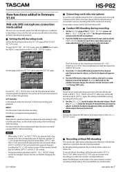 TASCAM HS-P82 Manual Addendum for version V1.04