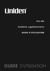 Uniden TCX805 French Owners Manual