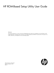HP ProLiant ML10 HP ROM-Based Setup Utility User Guide