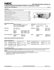 NEC NP-PA500X-13ZL PA Series Installation Guide