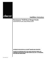 Dacor RNHP3018 Installation Instructions