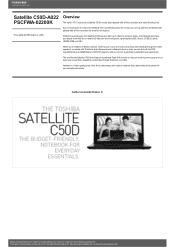 Toshiba Satellite C50 PSCFWA-02200K Detailed Specs for Satellite C50 PSCFWA-02200K AU/NZ; English